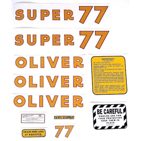 Aftermarket Decal Set New for Oliver Super 77 Gas Tractor MAE30-1397
